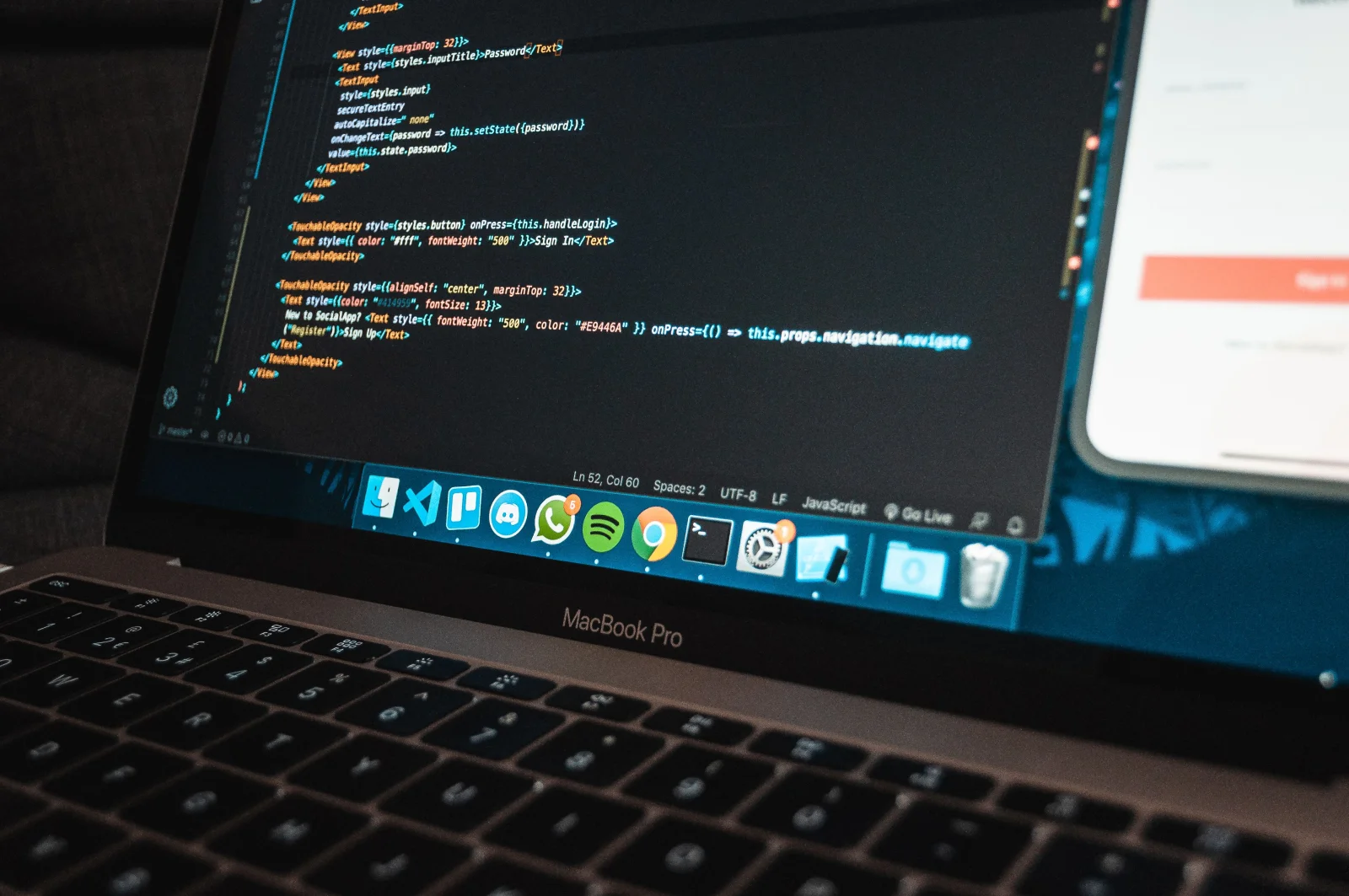 Création d'un site internet — code à l'écran